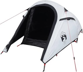 vidaXL Cort camping tunel 2 persoane, alb, țesătură opacă, impermeabil