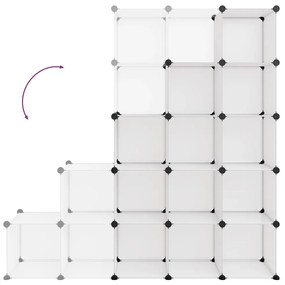 Organizator cub de depozitare, 15 cuburi, transparent, PP 1, Transparent, 155 x 32 x 153.5 cm, 155 x 32 x 153.5 cm