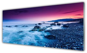 Tablouri acrilice Ocean Beach Peisaj violet roz albastru