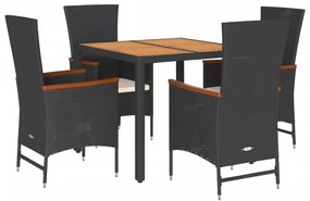 3277502 vidaXL Set mobilier de grădină cu perne, 5 piese, negru, poliratan