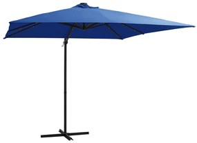 Umbrela suspendata cu LED si stalp otel, azuriu, 250 x 250 cm azure blue, 250 x 250 cm