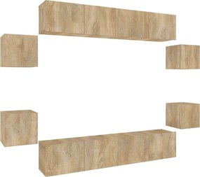 vidaXL Set dulap TV, 8 piese, stejar sonoma, lemn prelucrat