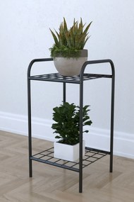 Etajera metal pentru flori 2 rafturi Decor Homs 33 x 60 x 31 cm, negru