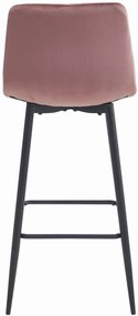 Scaun de bar roz inchis NADO VELVET cu picioare negre