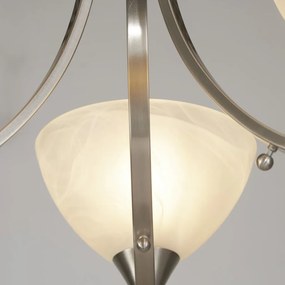 Candelabru cu 3 brate design clasic Belle argintiu/alabastru