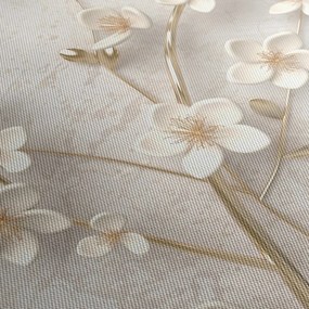 Tablou - floare aurie - abstractă (cu ceas) (90x30 cm)