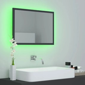 Oglinda de baie cu LED, gri, 60x8,5x37 cm, lemn prelucrat Gri