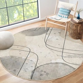 Covor bej lavabil rotund ø 120 cm Simple Lines – Mila Home