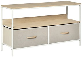 HOMCOM Mobilier pentru Televizor de 47" cu Sertare Pliabile din Material Textil și Raft, 98x29x56 cm, Lemn Natural | Aosom Romania
