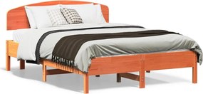 vidaXL Cadru pat fără saltea, maro ceruit, 135x190 cm, lemn masiv pin