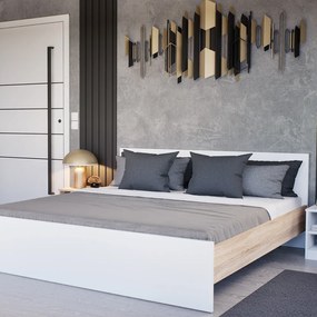 Pat dublu Miami fără cadru 180x200 cm alb-stejar sonoma