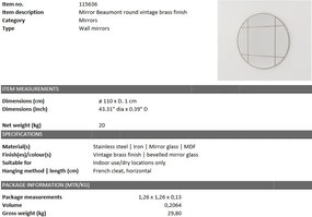 Oglinda decorativa LUX Beaumont Round, alama 110cm 115636 HZ