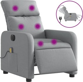 vidaXL Fotoliu electric de masaj rabatabil, gri deschis, microfibră