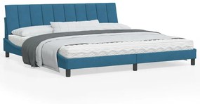 3213803 vidaXL Cadru de pat cu lumini LED, albastru, 200x200 cm, catifea
