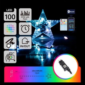 Aigostar - LED RGBICW Instalație luminoasă de Crăciun pentru exterior 100xLED/10W/230V 10m IP44 + telecomandă