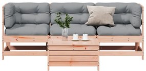 vidaXL Set mobilier de grădină cu perne, 4 piese, lemn masiv douglas