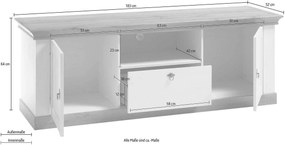 Comoda TV ~Trieste~ cu aspect de lemn, clasic, culoare alb-maro roșiatic, 183 cm