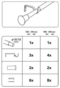Galerie de perdea 120 - 210 cm din metal Konus - Gardinia