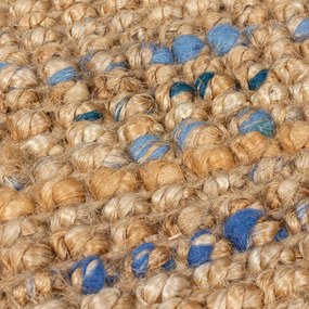 Covor tip traversă albastru/în culoare naturală țesut manual din iută 60x300 cm Jute Boucle Blue – Flair Rugs