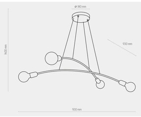 Lustră pe cablu HELIX 4xE27/60W/230V aurie