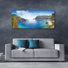 Tablou pe panza canvas Bay Peisaj Gri Maro Verde Albastru