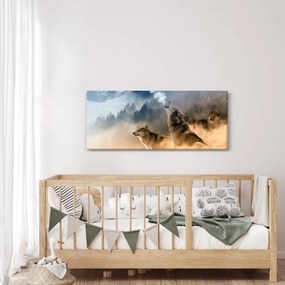 Tablou - lupii urlând la lună (120x50 cm)