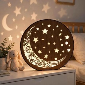 SENTOP | Lampă de masă din lemn Lună și stele | AURA