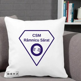 Perna Personalizata CSM Ramnicu Sarat Fotbal, 40x40 cm, Alba Mata, Husa Detasabila, Perna Inclusa, BEKZ®