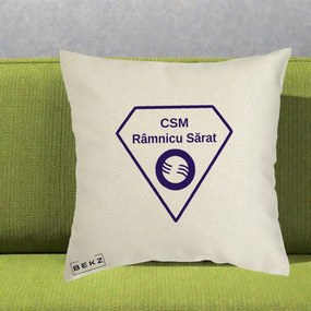 Perna Personalizata CSM Ramnicu Sarat Fotbal, 40x40 cm, Ecru, Husa Detasabila, Perna Inclusa, BEKZ®