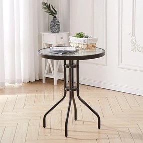 Masa de gradina rotunda cu blat din sticla ISLAND 60 cm, negru