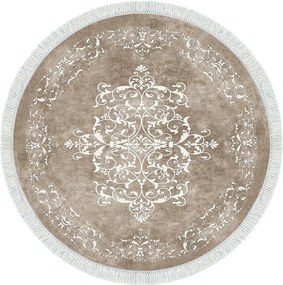 Covor, 100x100 cm, forma rotunda, poliester, bej, ALN400616BJ17