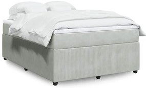 vidaXL Pat box spring cu saltea, gri deschis, 140x190 cm, catifea