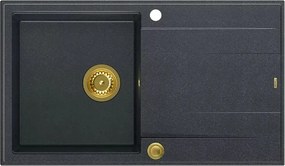 Chiuveta compozit incastrata Quadron Unique Evan 111 negru - auriu 86x50 cm