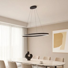 Lampă suspendată de design ovală neagră incluzând LED cu dimmer în 3 trepte - Ovallo