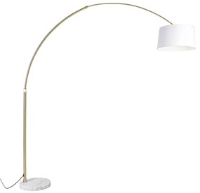 Lampă cu arc din alamă cu abajur din stofă albă 50 cm - XXL