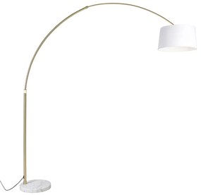 Lampă cu arc din alamă cu abajur din țesătură albă 50 cm - XXL