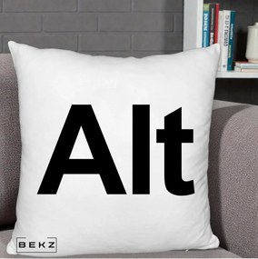 Perna Personalizata Tasta Alt Tipografie Bold, 40x40 cm, Alb Pufos, Husa Detasabila, Perna Inclusa, BEKZ®