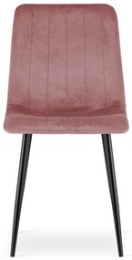 Scaun de catifea roz LAVA cu picioare negre