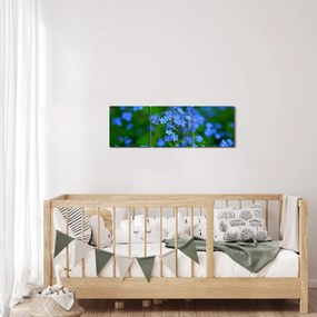 Tablou cu flori albastre (cu ceas) (90x30 cm)