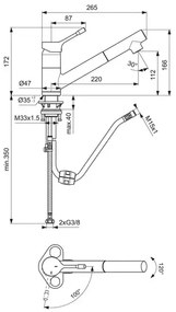 Baterie bucatarie cu dus extractibil Ideal Standard Ceralook BlueStart finisaj crom lucios