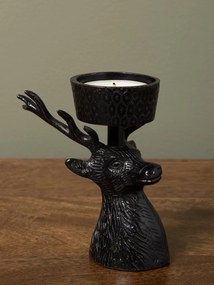 Suport de lumanare, tip pastila, negru, din alama, Deer