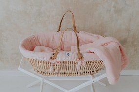 Cos Moise pentru bebelusi cu suport si tesatura roz, PERCY