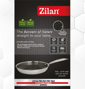 Tigaie Zilan ZLN9662 tri-ply, inox, antiaderent, protectie la zgarieturi, usor de spalat, 24 cm,1.4L