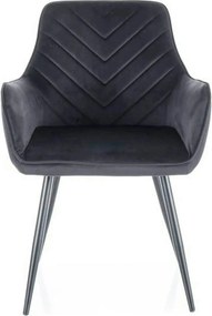 Scaun FIG, negru, stofa catifelata/metal, 57x47x85 cm