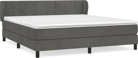vidaXL Pat box spring cu saltea, gri închis, 180x200 cm, catifea