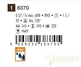 Aplica de perete exterior cu senzor, IP43, up light, auriu antic Milano 8370 RX