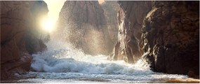 Tablou - Stânci și valuri ale oceanului (120x50 cm)