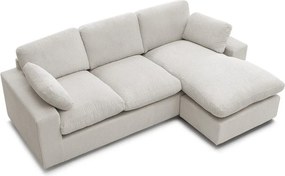 Colțar bej cu tapițerie din catifea reiată Belair – Bobochic Paris