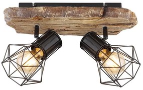 Aplica de perete / tavan cu 2 spoturi design industrial PRISKA negru