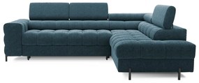 Colțar albastru extensibil/cu spațiu de depozitare cu tapițerie din țesătură bouclé (cu colț pe partea dreaptă/în formă de ”L”) Ferucce – ELTAP